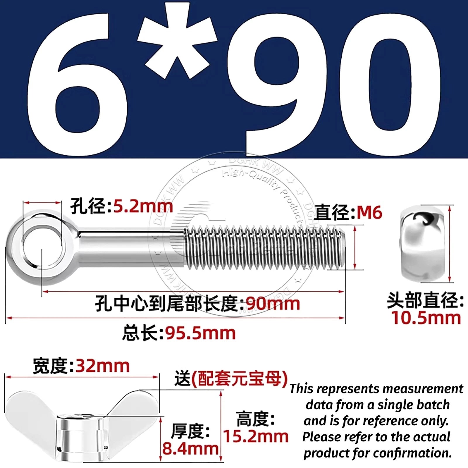 Eye Bolts with Nut — Forged Stainless Steel Threaded Ring Hanging Screws