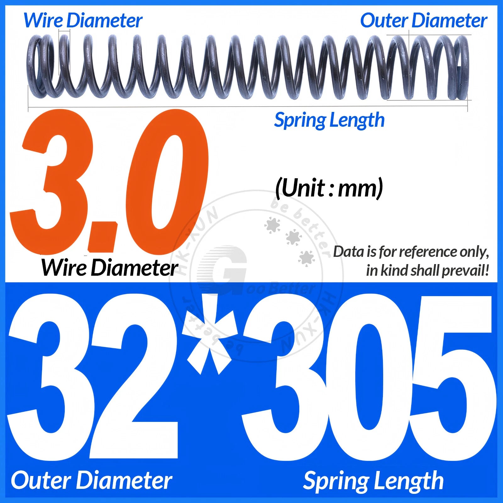 Length 305mm Compression Spring Pressure Springs OD 3-60mm Wire Dia 0.3mm-6.0mm