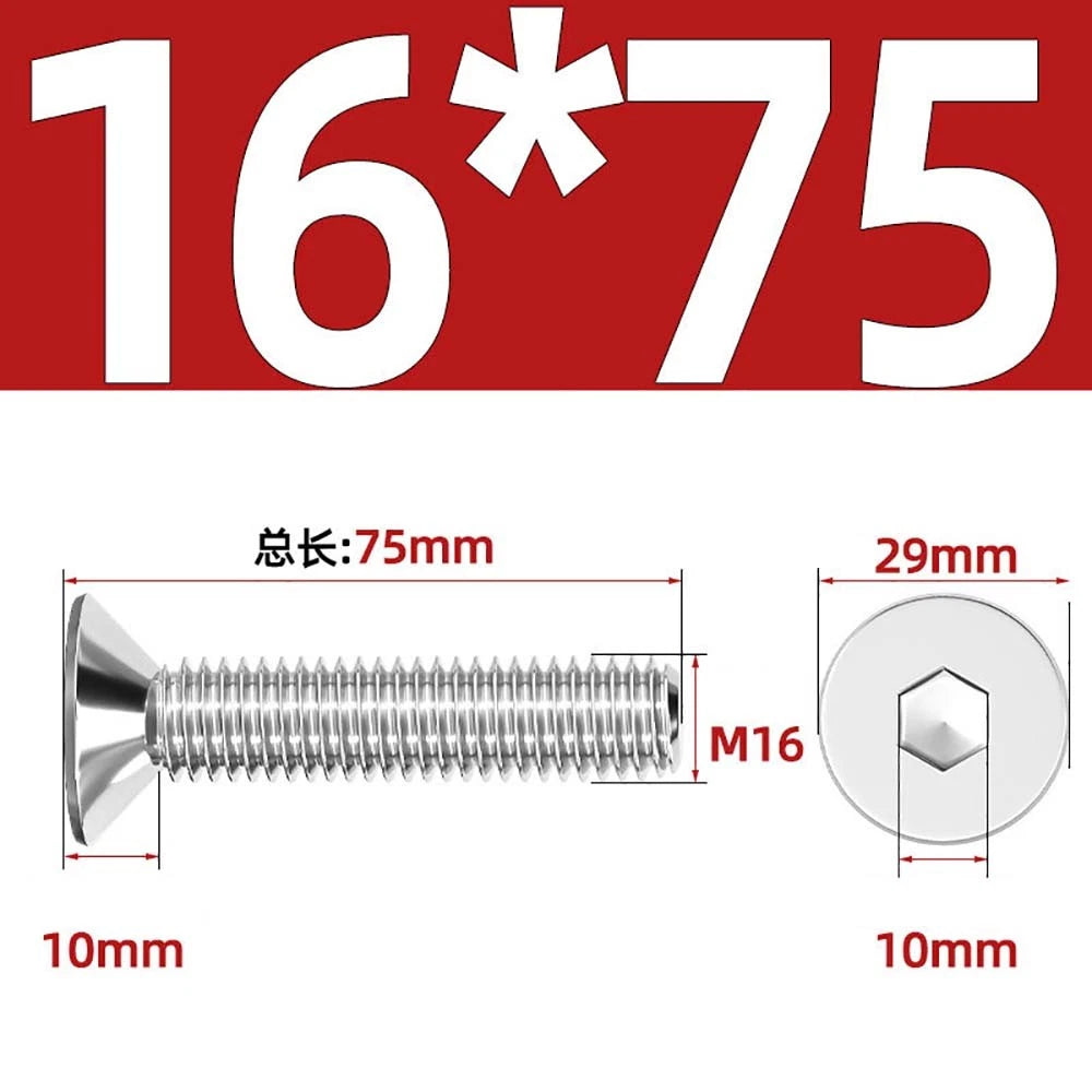 Countersunk Hex Socket Screws – A2 Stainless Steel, M2 to M16, DIN 7991, Fully Threaded