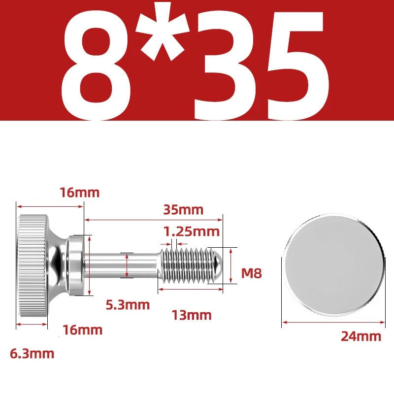 Knurled Thumb Screws Stainless Steel — M2 M2.5 M3 M4 M5 M6 M8 M10 Hand Knob Bolts