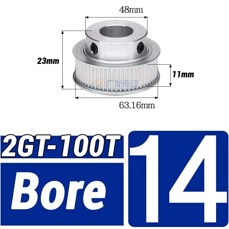 GT2 Timing Belt Pulley 16-100 Teeth 6-10mm Teeth Width Bore 3mm-25mm For 3D