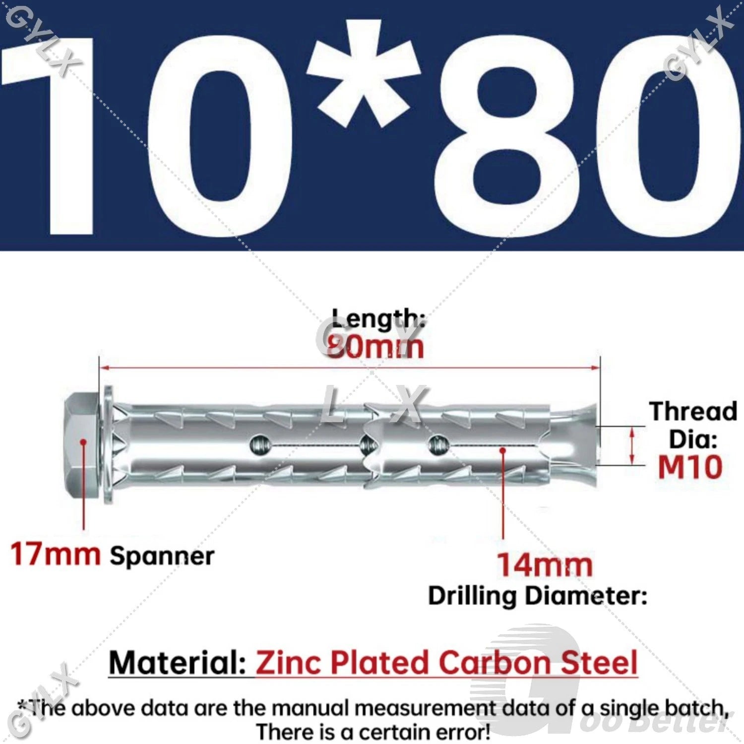 Galvanized Masonry Concrete Expansion Bolts — M6 M8 M10 M12 Wall Anchor Screws