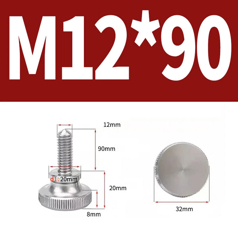 Knurled Thumb Screws Flat Round Head Grip Knob Adjustment Stainless Steel M8 M10