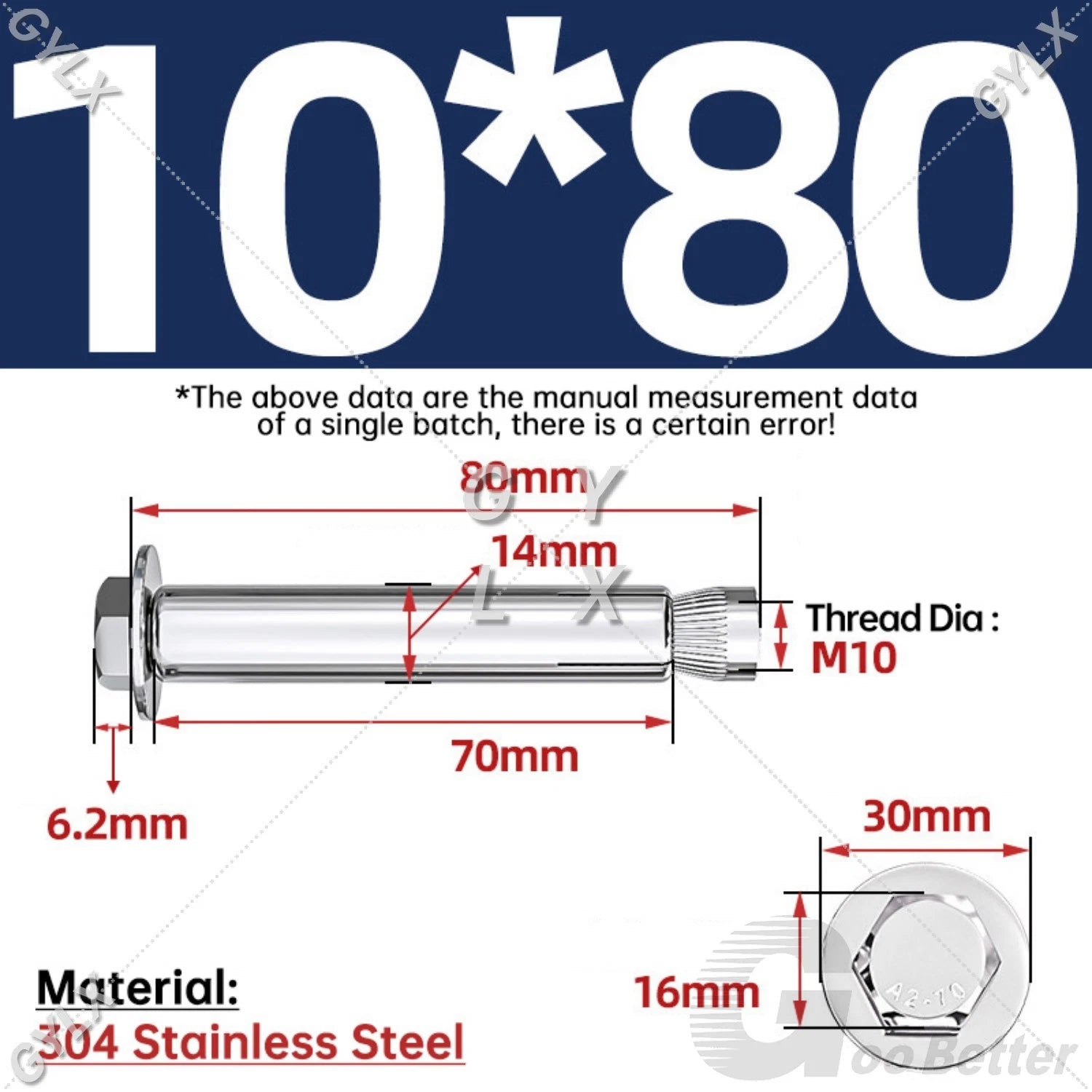 Expansion Anchor Bolts for Masonry — M6 to M16, Stainless Steel & Zinc-Coated