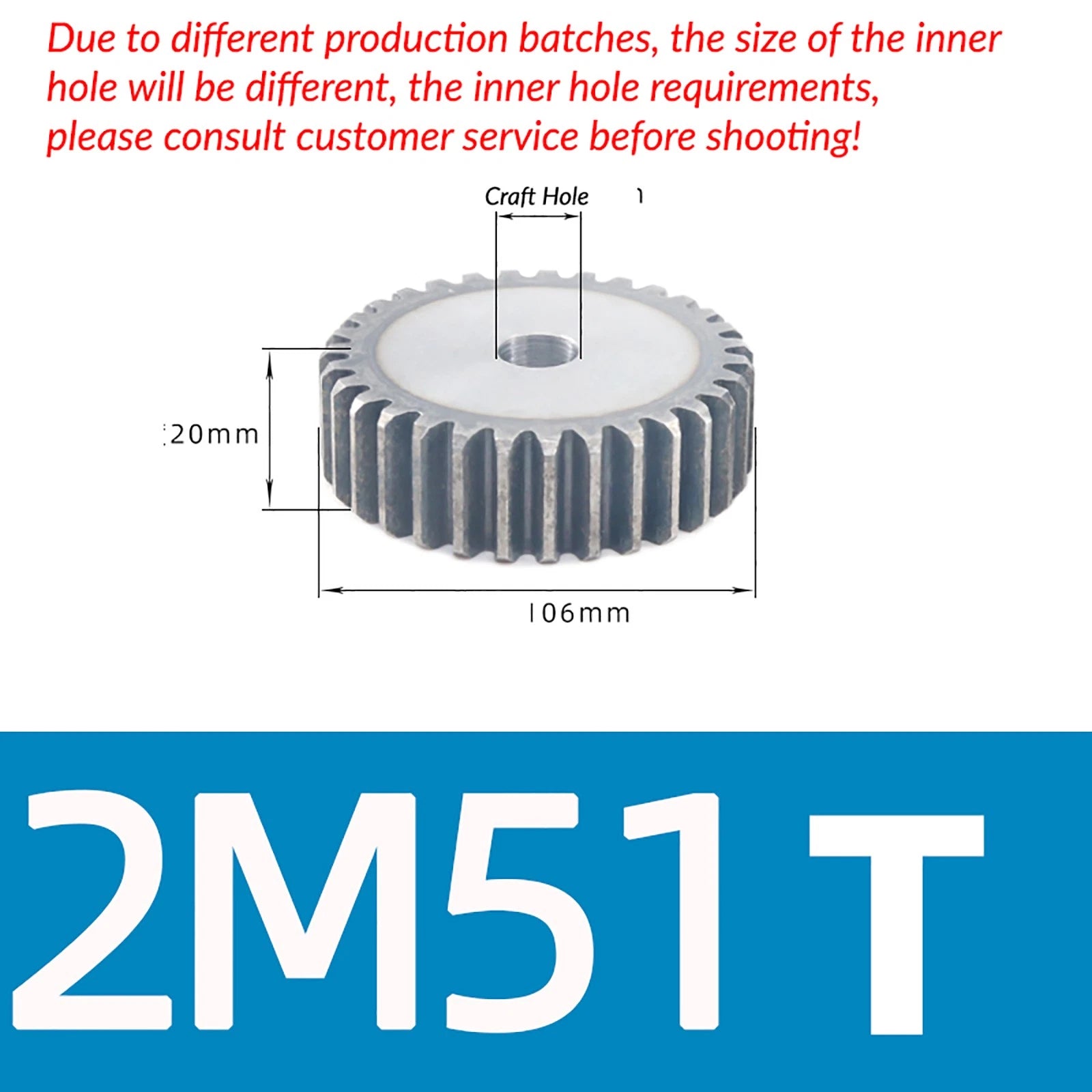 Mod 2 45# Steel Spur Gears Pinion Gear Thickn 20mm 10T - 100T Transmission Gear