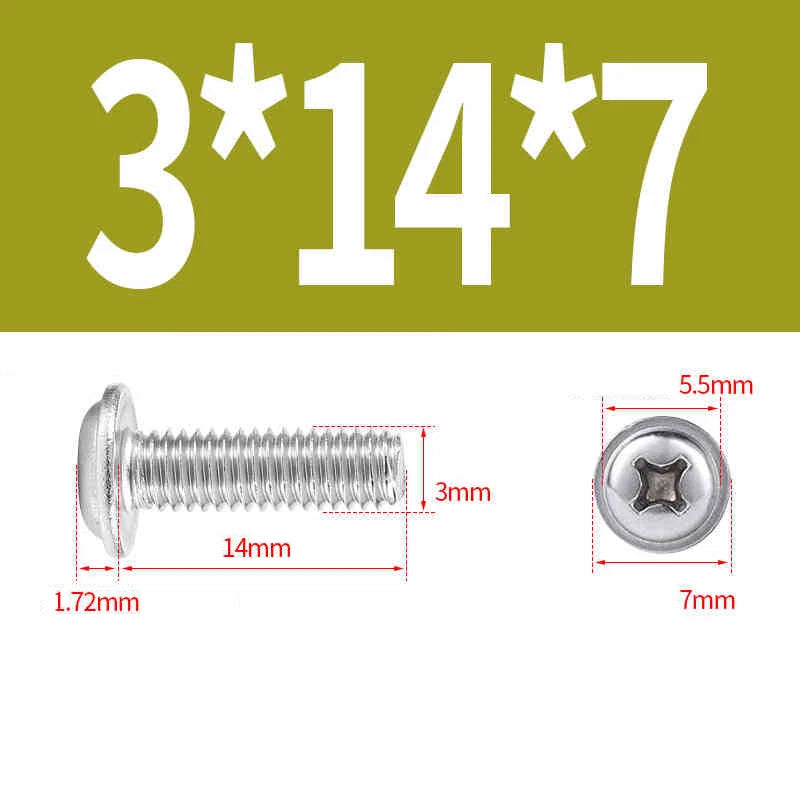 Phillips Flanged Pan Head Machine Screws – 304 / 316 Stainless Steel, Built‑in Washer (3–60mm Lengths)
