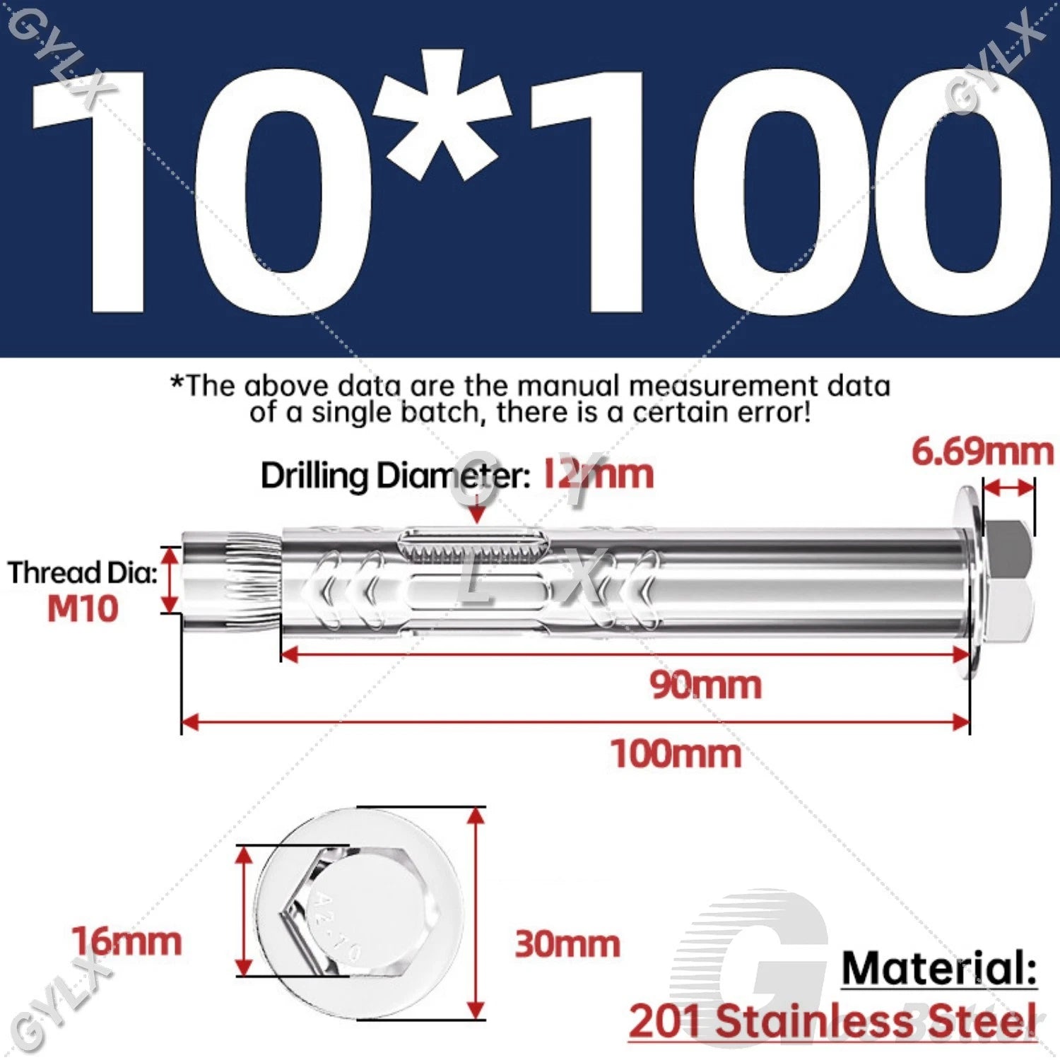 Stainless Steel Expansion Bolts for Masonry — M6 M8 M10 M12 Wall Anchor Screws