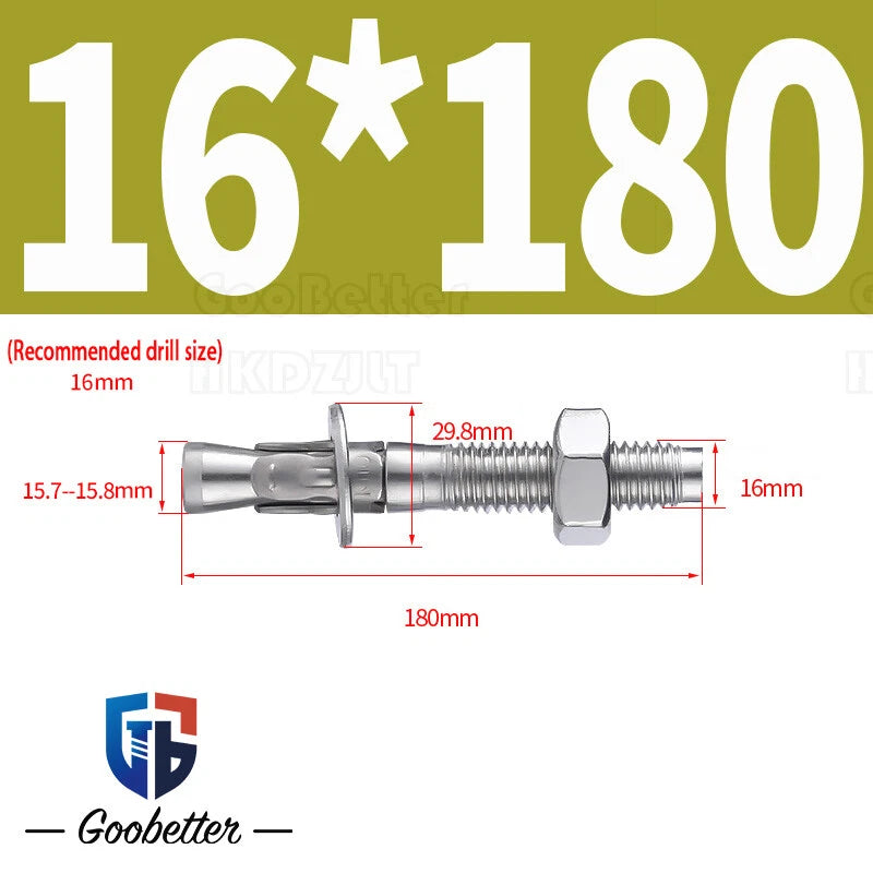 Stainless Steel Through Anchor Bolts — M6 M8 M10 M12 M16 Expansion Bolt