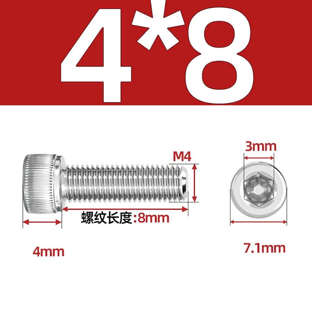 M3 M4 M5 Socket Head Cap Screws – A2 Stainless Steel, High Strength & Corrosion Resistant