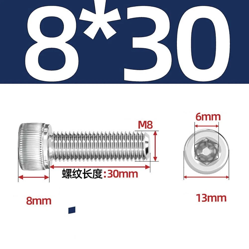Socket Head Cap Screws – A2 Stainless Steel, M6 to M24, Hex Drive (DIN 912)