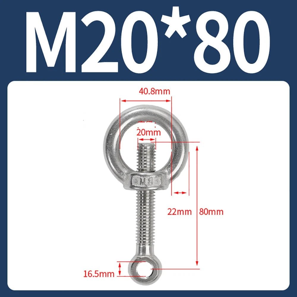 M14–M24 Lifting Eye Bolt & Eye Nut Set | 304 Stainless Steel | 50–200mm - HomeDIYer