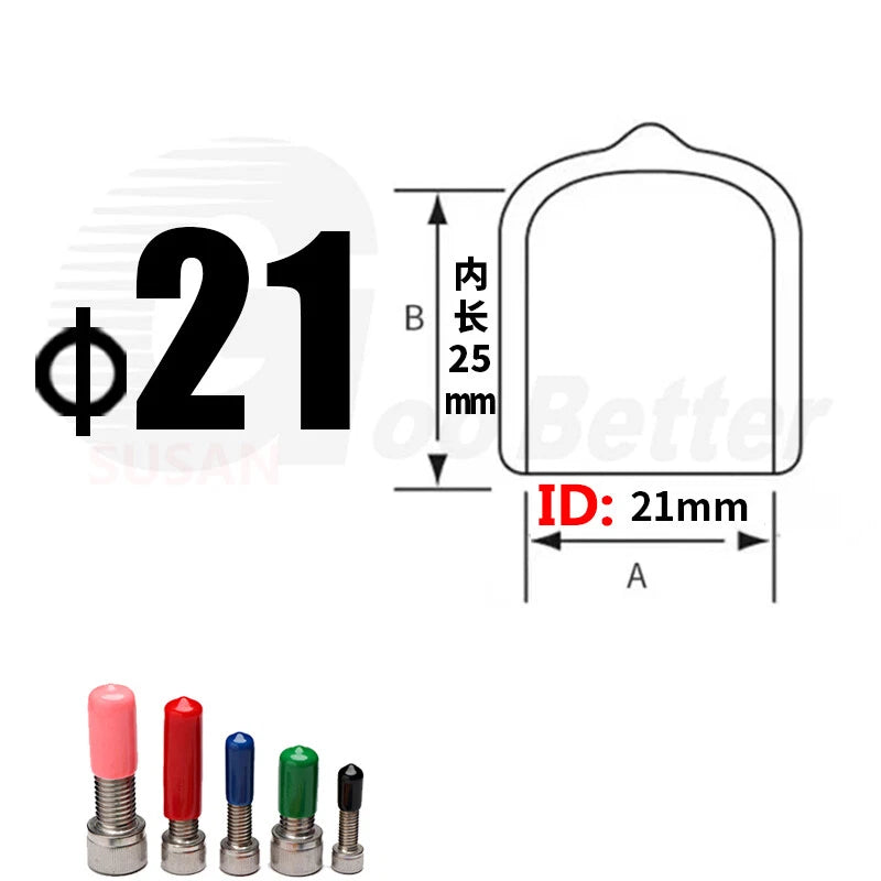 PVC End Caps for Screws, Bolts, Rods & Tubes – Thread Cover Protector, Cable Insulation Caps (1.3mm – 90mm, Black, 15-50mm Lengths)