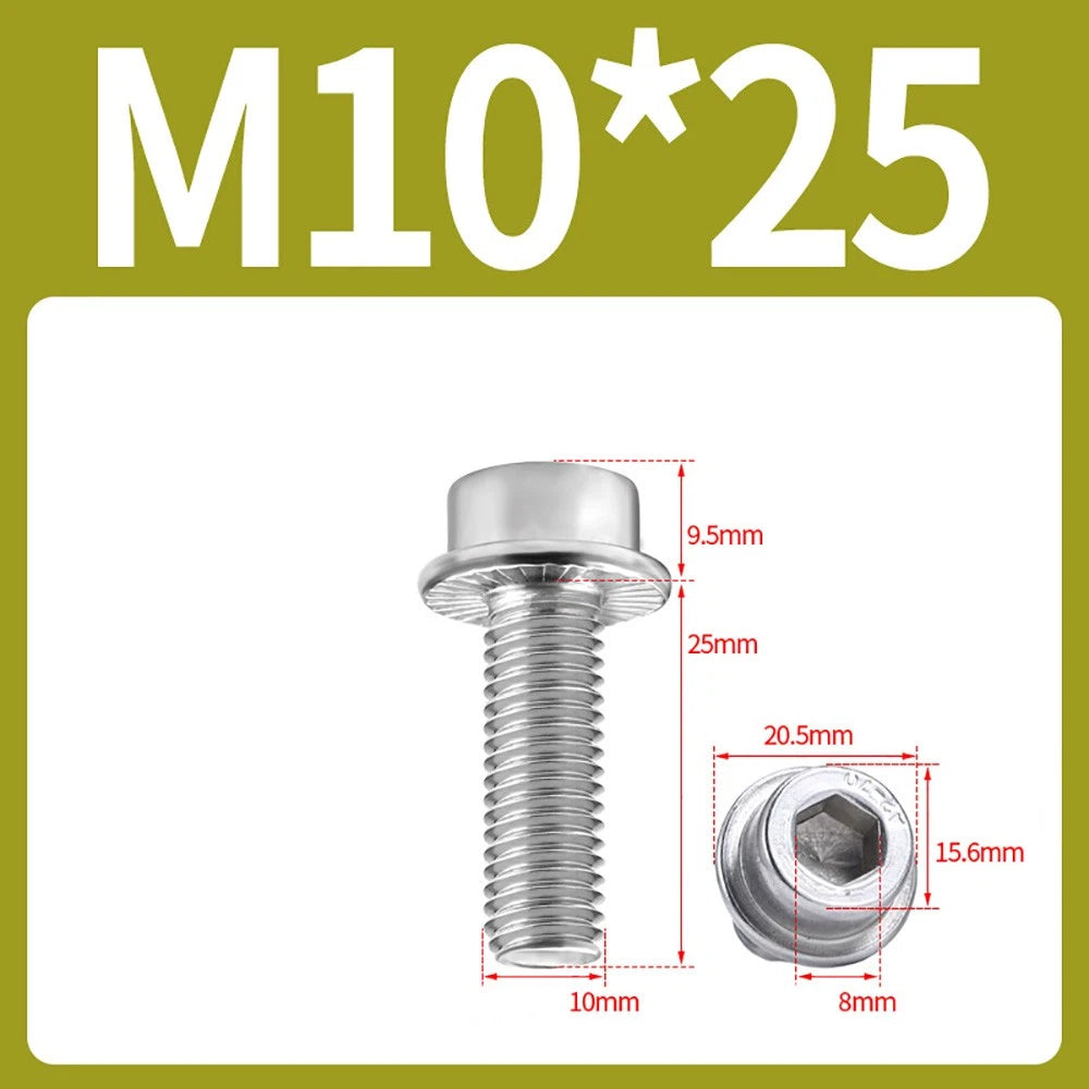 M5–M12 Flange Cap Head Hex Socket Screws – 304 Stainless Steel, Fully Threaded (8–60mm)
