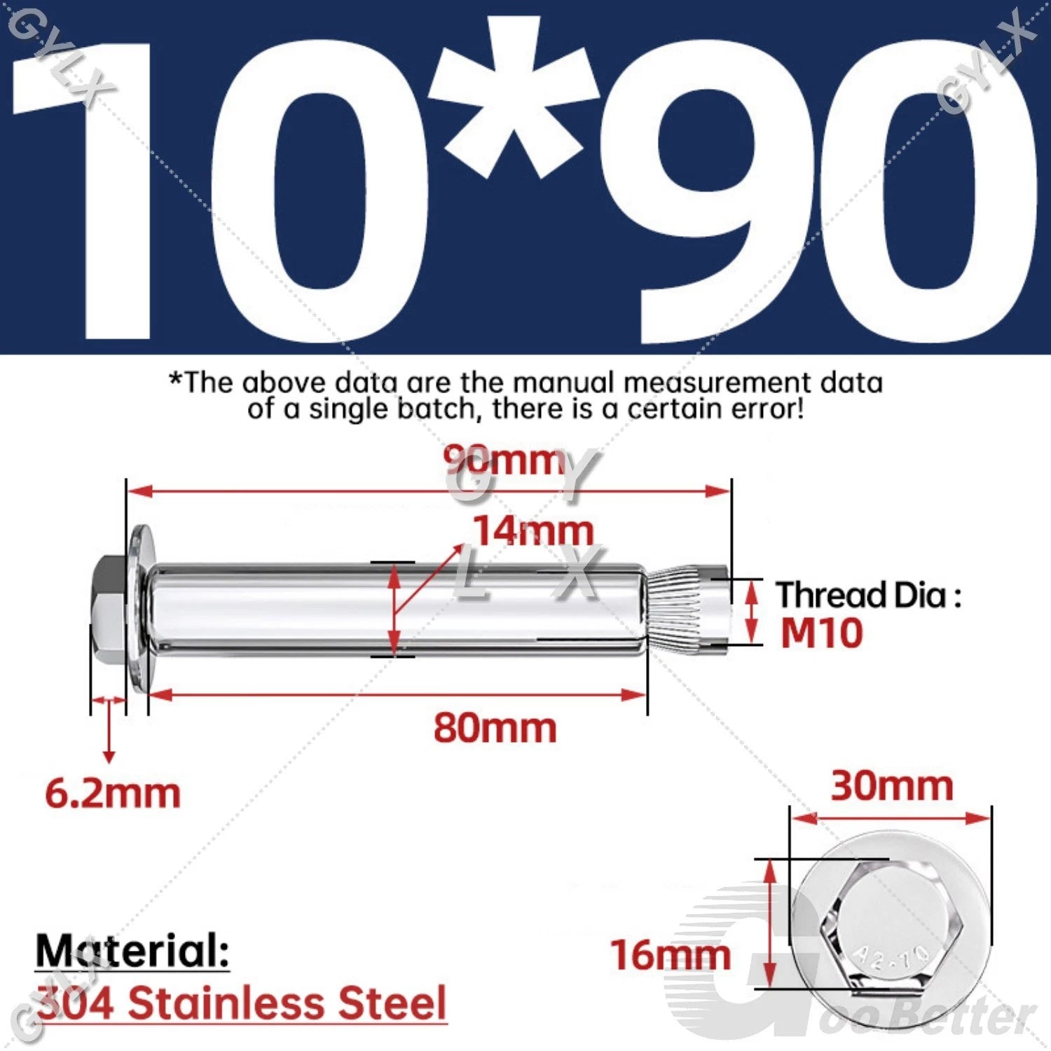 Expansion Anchor Bolts for Masonry — M6 to M16, Stainless Steel & Zinc-Coated
