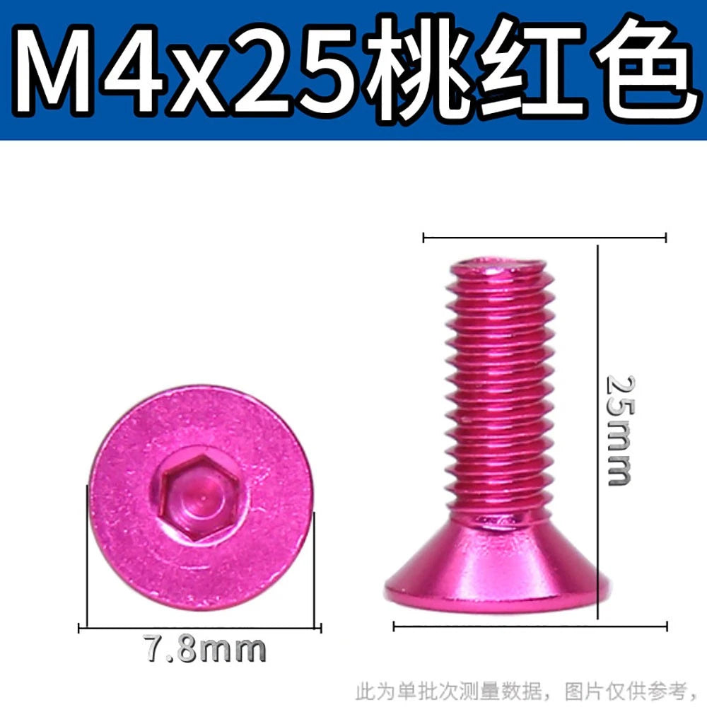 M3.5 / M4 Countersunk Hex Socket Screws — Anodized Aluminum Alloy, 10 Colors