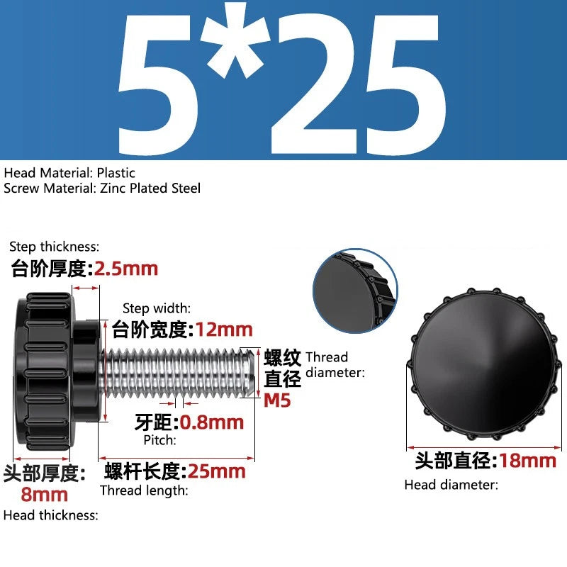 M3-M8 A2/304 Stainless Steel Plastic Knob Thumb Screws Hand Twist DIY Machinery
