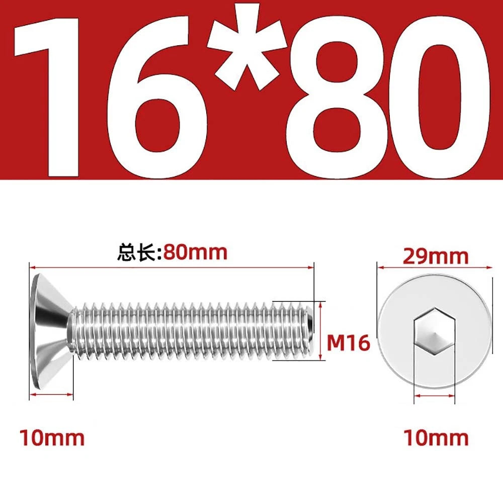 Countersunk Hex Socket Screws – A2 Stainless Steel, M2 to M16, DIN 7991, Fully Threaded
