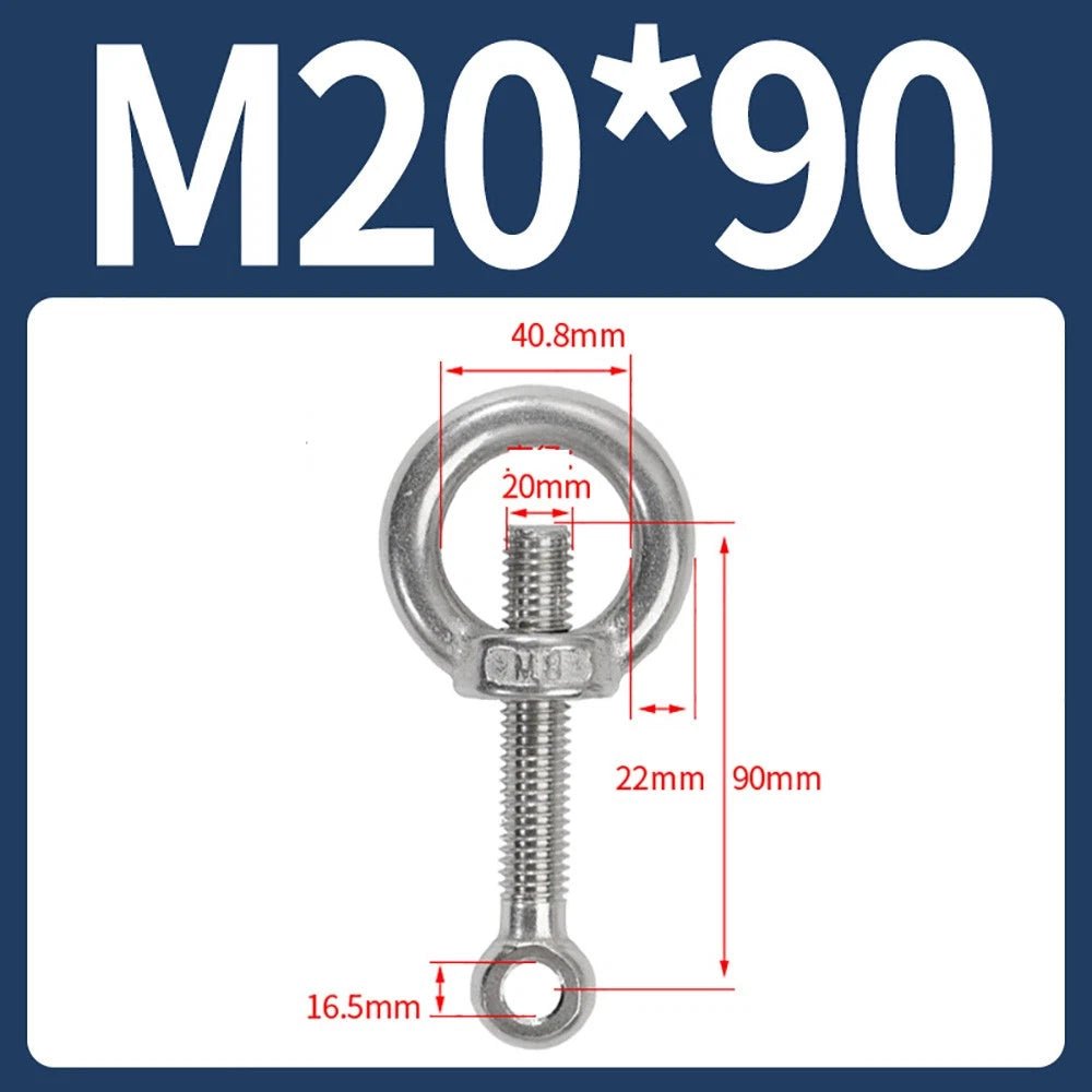 M14–M24 Lifting Eye Bolt & Eye Nut Set | 304 Stainless Steel | 50–200mm - HomeDIYer