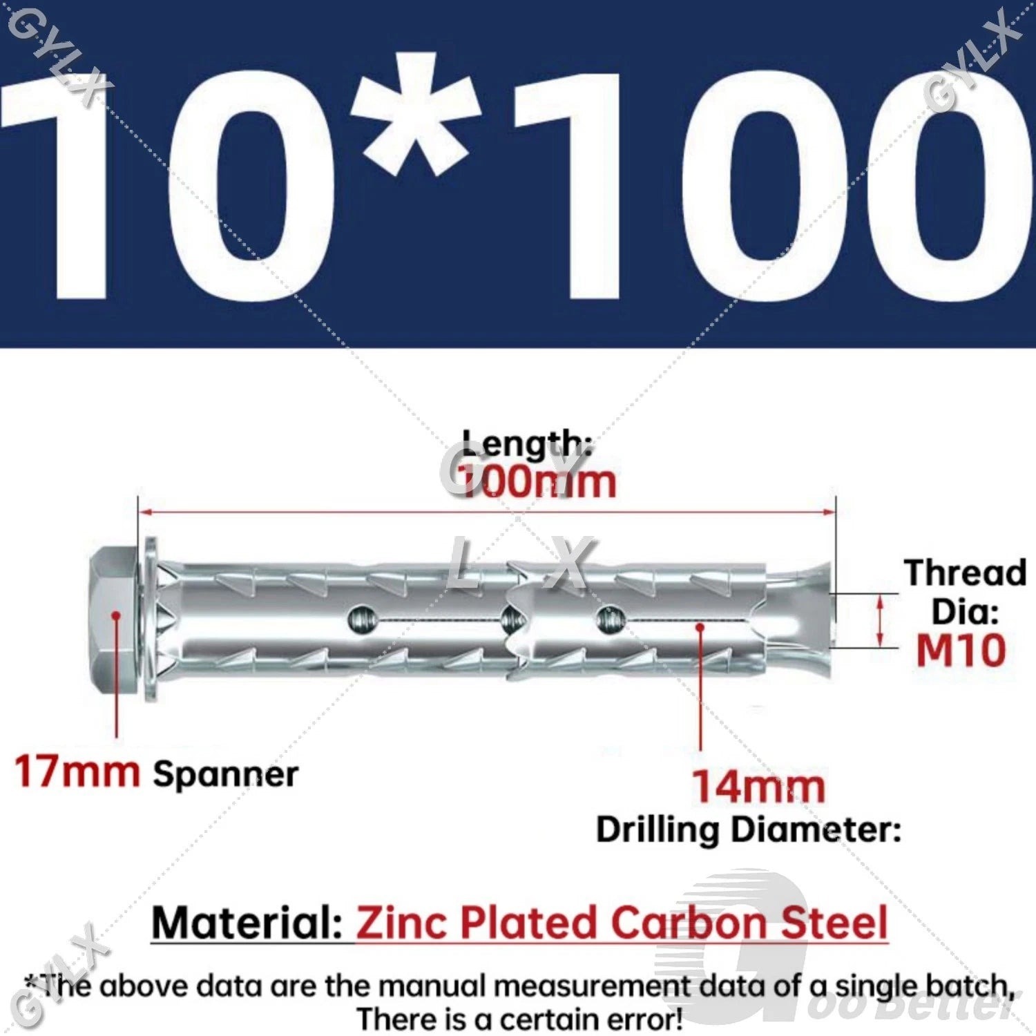 Galvanized Masonry Concrete Expansion Bolts — M6 M8 M10 M12 Wall Anchor Screws