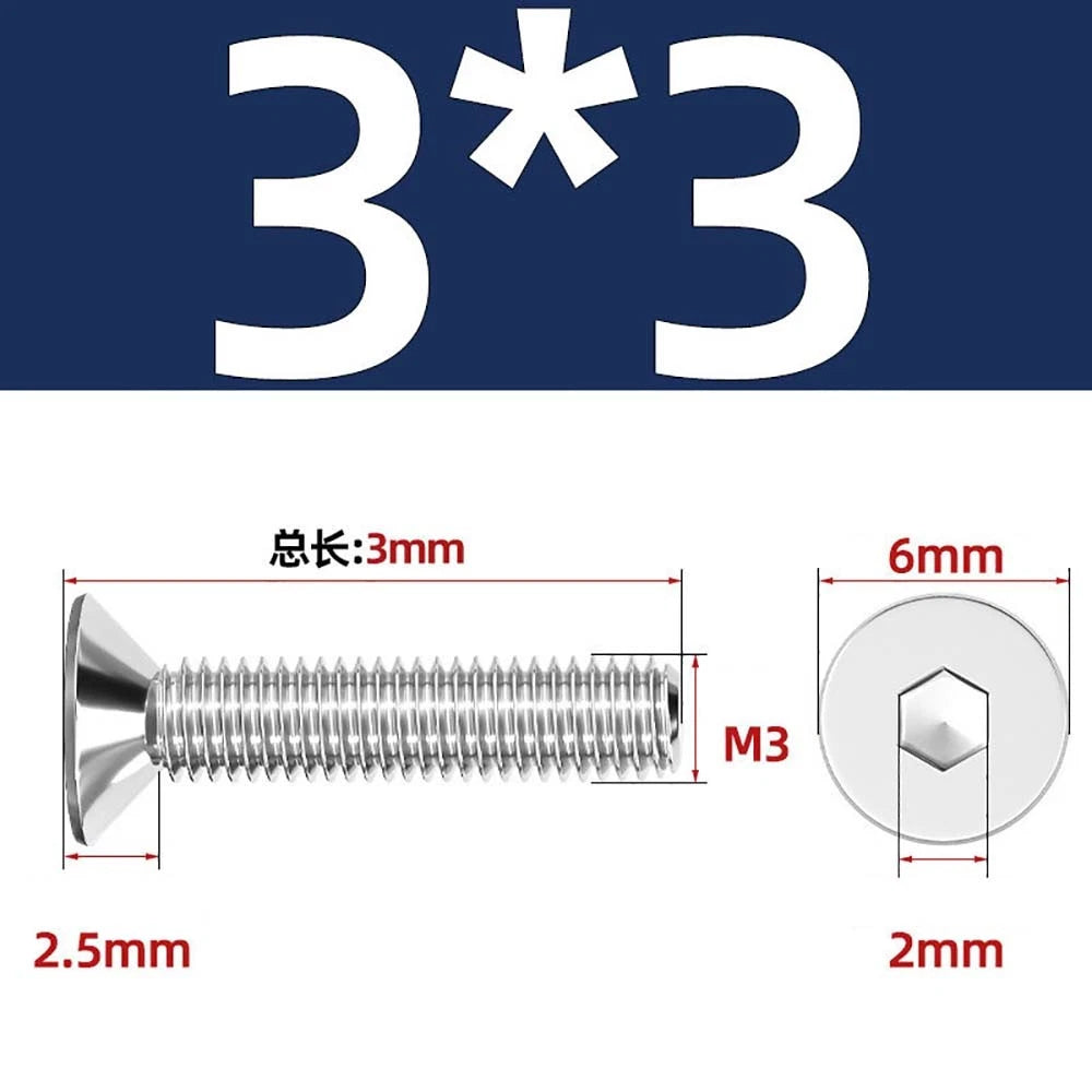 Countersunk Hex Socket Screws – A2 Stainless Steel, M2 to M16, DIN 7991, Fully Threaded