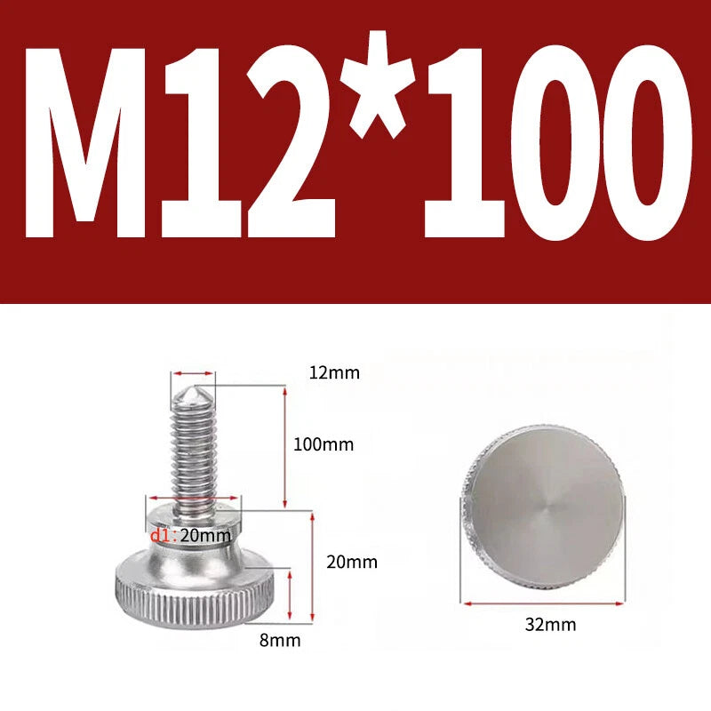 Knurled Thumb Screws Flat Round Head Grip Knob Adjustment Stainless Steel M8 M10