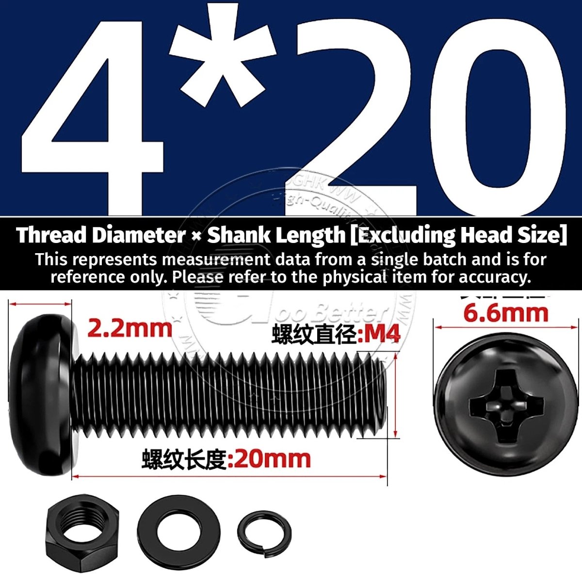 Black Phillips Pan Head Machine Screws with Washers — Metric M2 to M6 - HomeDIYer