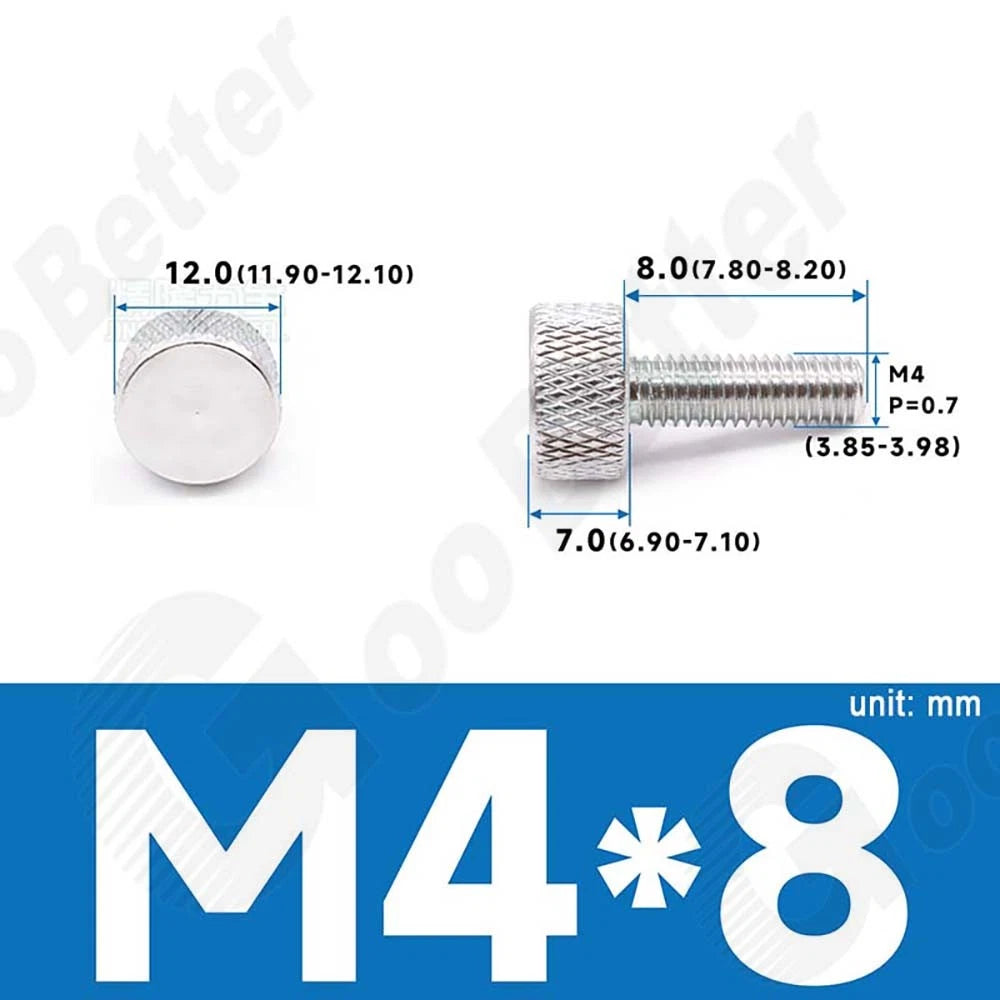 M3 M4 Knurled Thumb Screws – Aluminum Alloy Flat Head Hand Knob Bolts