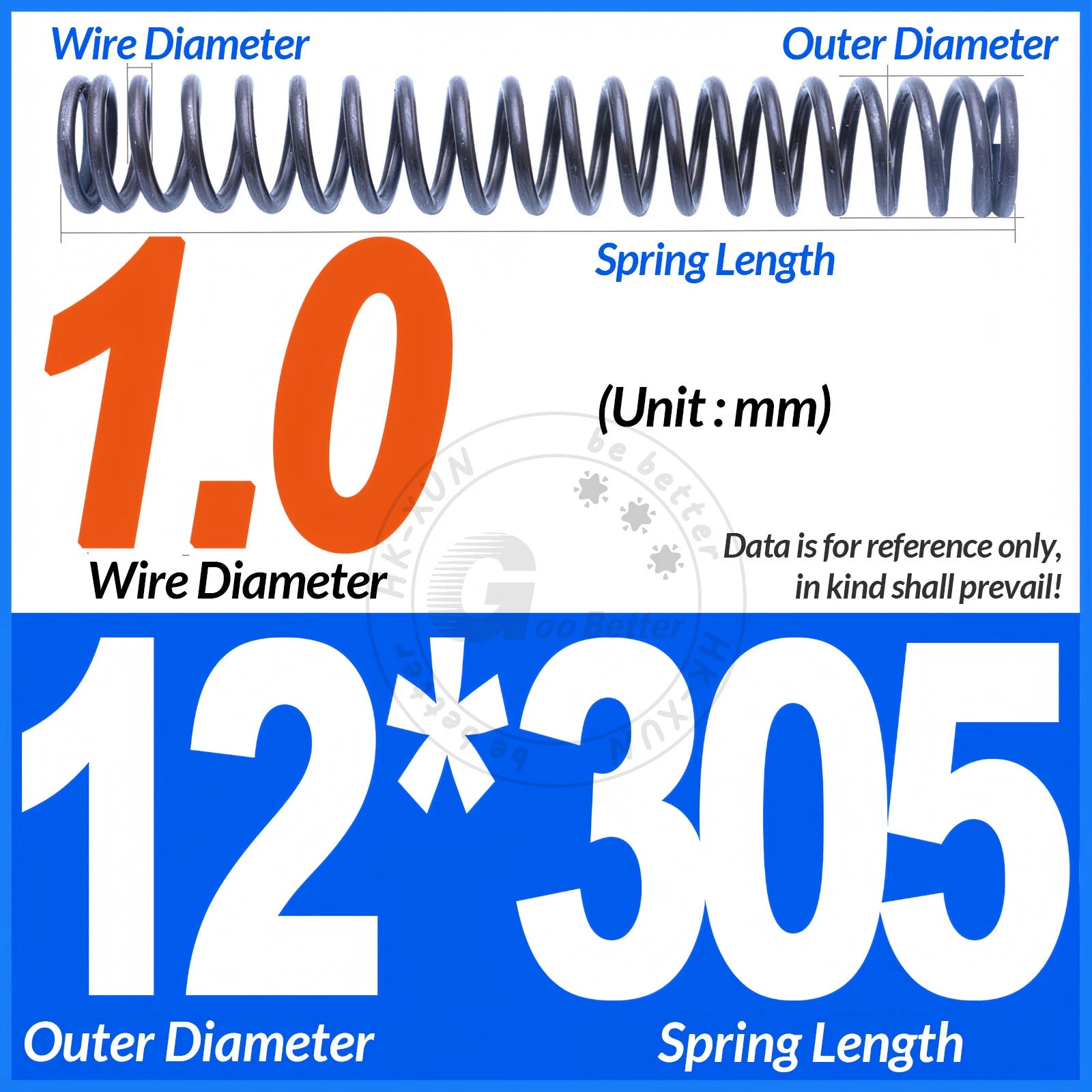 Length 305mm Compression Spring Pressure Springs OD 3-60mm Wire Dia 0.3mm-6.0mm