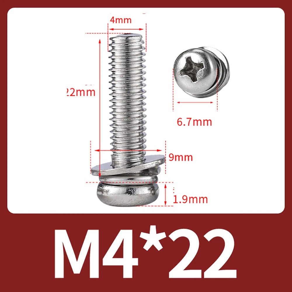 M2–M10 Phillips Button Head Machine Screws — 304 Stainless Steel - HomeDIYer