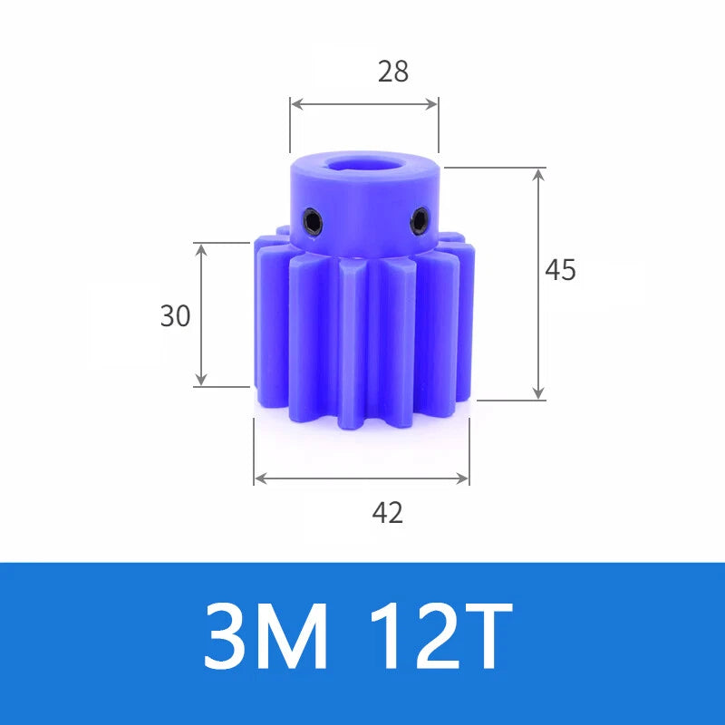 Blue Nylon Spur Gears 1/1.5/2/3Mod Transmission Gear 12-60T With Step Motor Gear