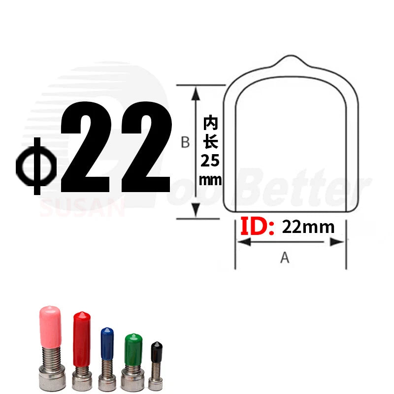 PVC End Caps for Screws, Bolts, Rods & Tubes – Thread Cover Protector, Cable Insulation Caps (1.3mm – 90mm, Black, 15-50mm Lengths)