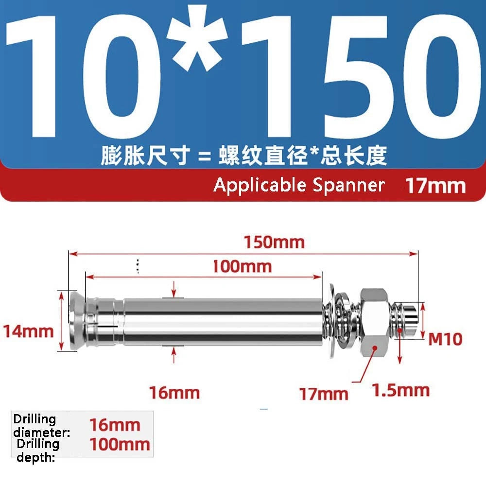 Stainless Steel Expansion Anchor Bolts — M8 to M20, 201 & 304, A/B Type