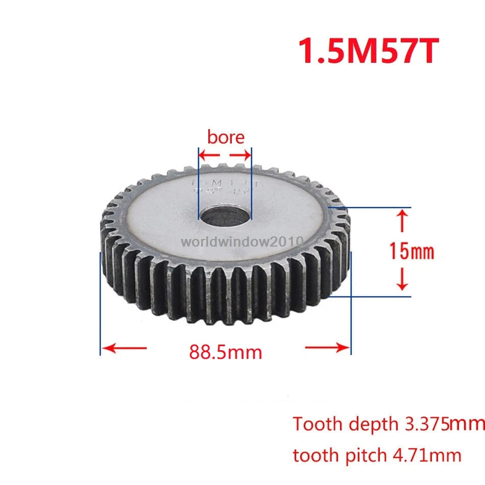 45# Steel Spur Gear 1.5M12T-60T Metal Mod 1.5 Pinion Gear 12-60 Tooth Moter Gear