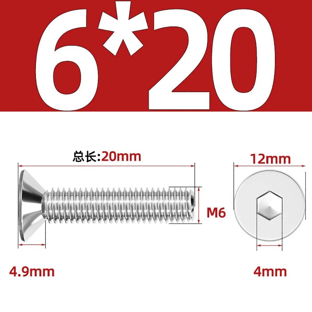 Countersunk Hex Socket Screws – A2 Stainless Steel, M2 to M16, DIN 7991, Fully Threaded