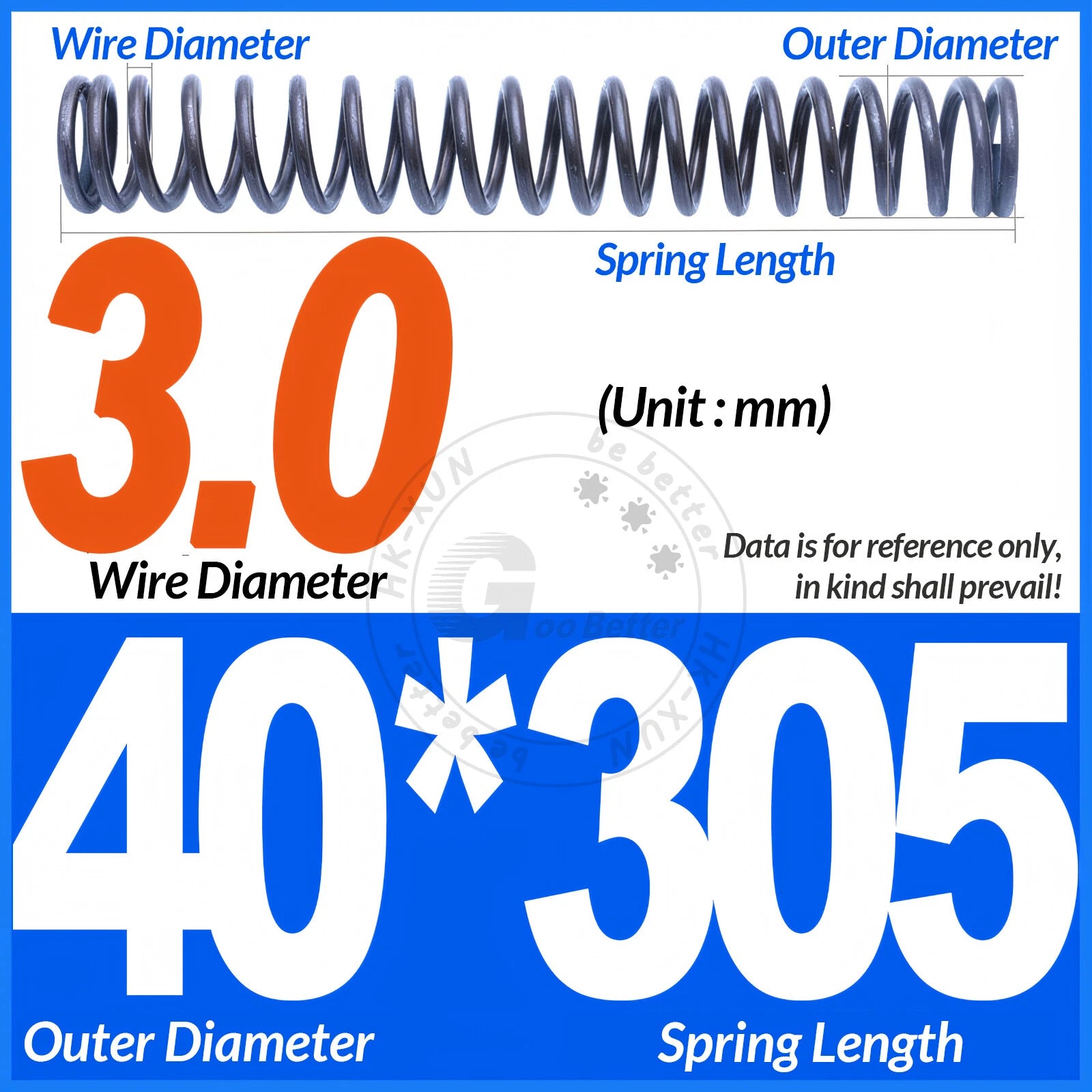 Length 305mm Compression Spring Pressure Springs OD 3-60mm Wire Dia 0.3mm-6.0mm