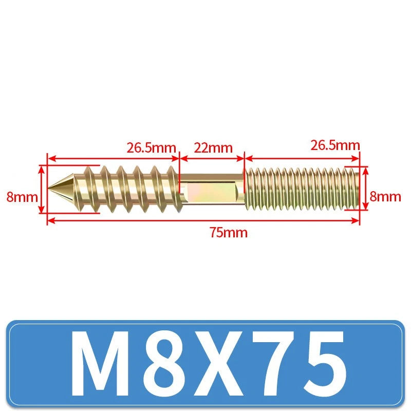 M4 M5 M6 M8 M10 M12 WOOD TO METAL DOWELS DOUBLE ENDED THREADED FURNITURE SCREWS