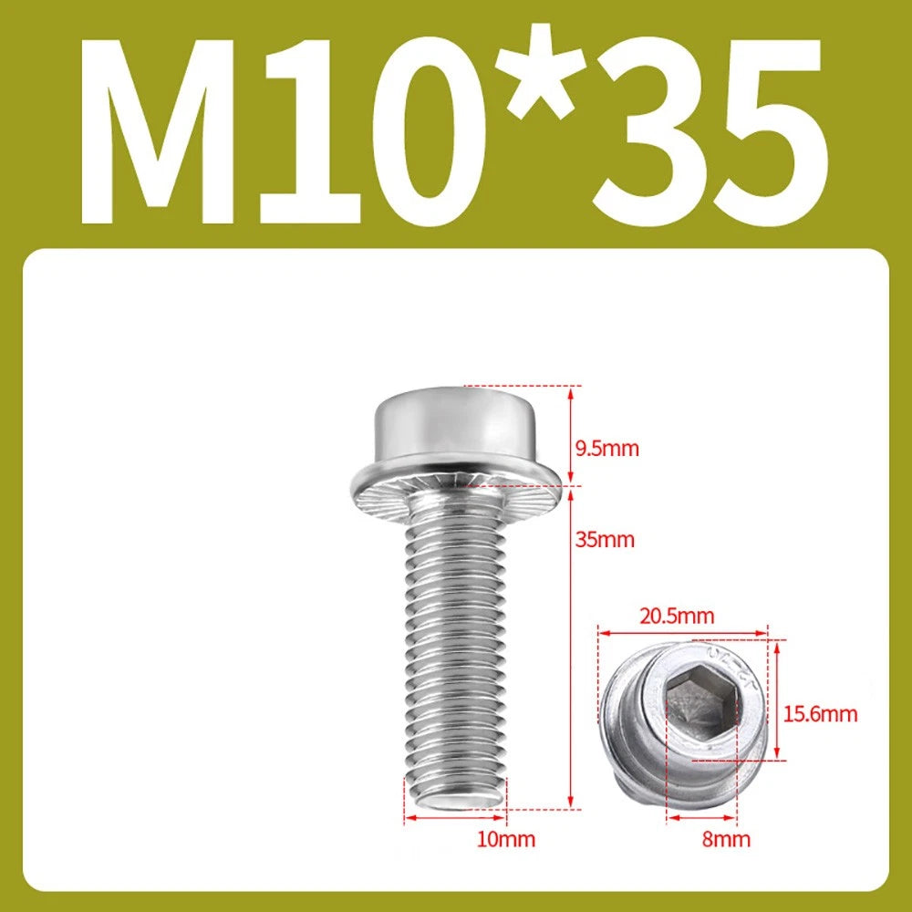 M5–M12 Flange Cap Head Hex Socket Screws – 304 Stainless Steel, Fully Threaded (8–60mm)