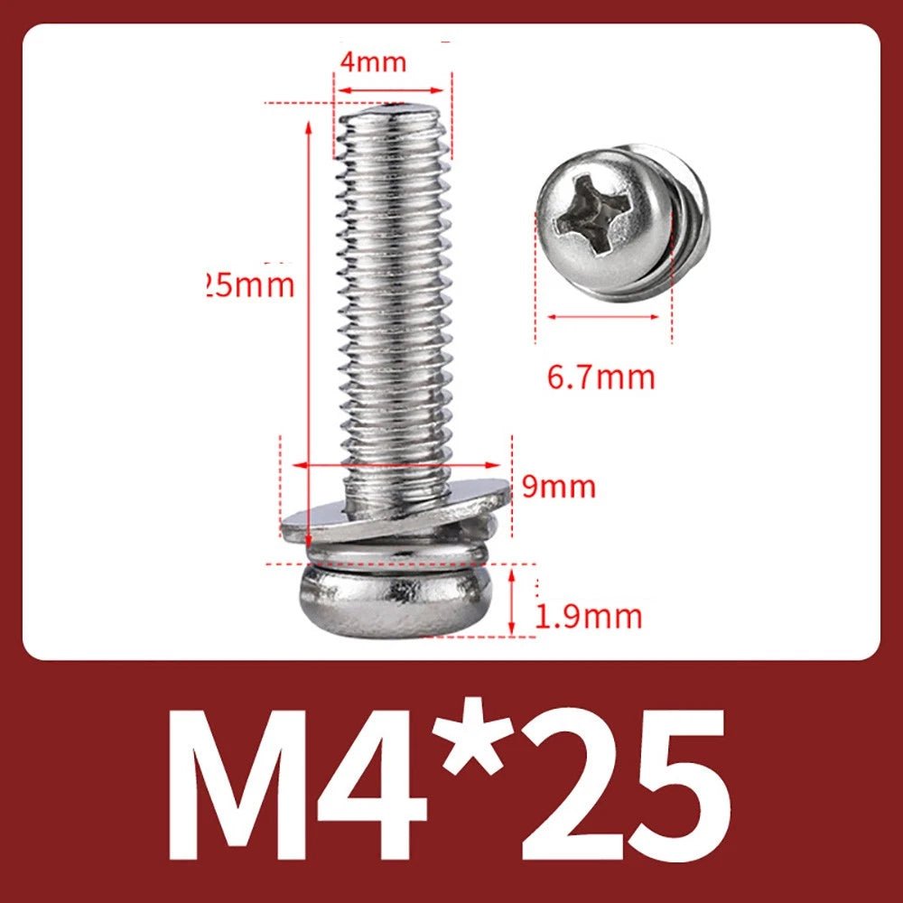 M2–M10 Phillips Button Head Machine Screws — 304 Stainless Steel - HomeDIYer