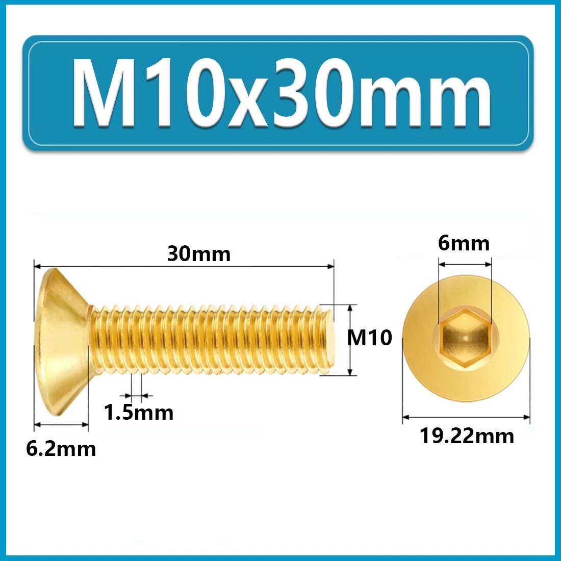 Solid Brass Hex Socket Countersunk Machine Screws – M3 to M12, Allen Drive, Flat Head (8–50mm)