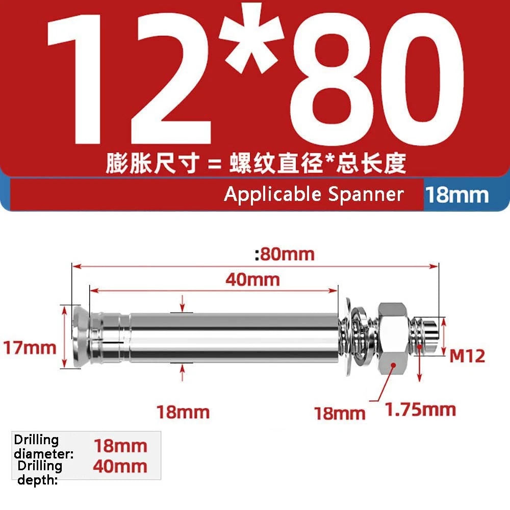 Stainless Steel Expansion Anchor Bolts — M8 to M20, 201 & 304, A/B Type