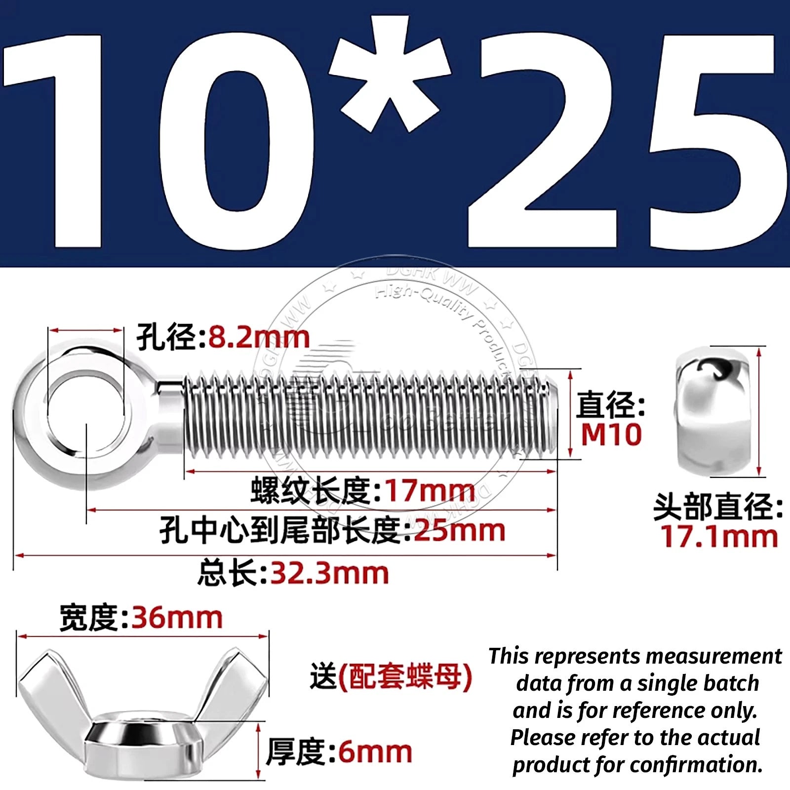 Eye Bolts with Nut — Forged Stainless Steel Threaded Ring Hanging Screws