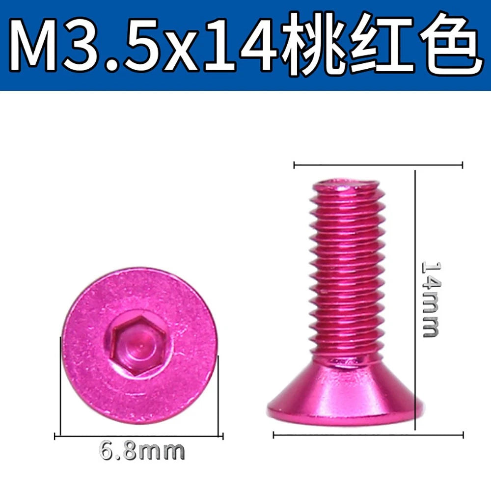 M3.5 / M4 Countersunk Hex Socket Screws — Anodized Aluminum Alloy, 10 Colors