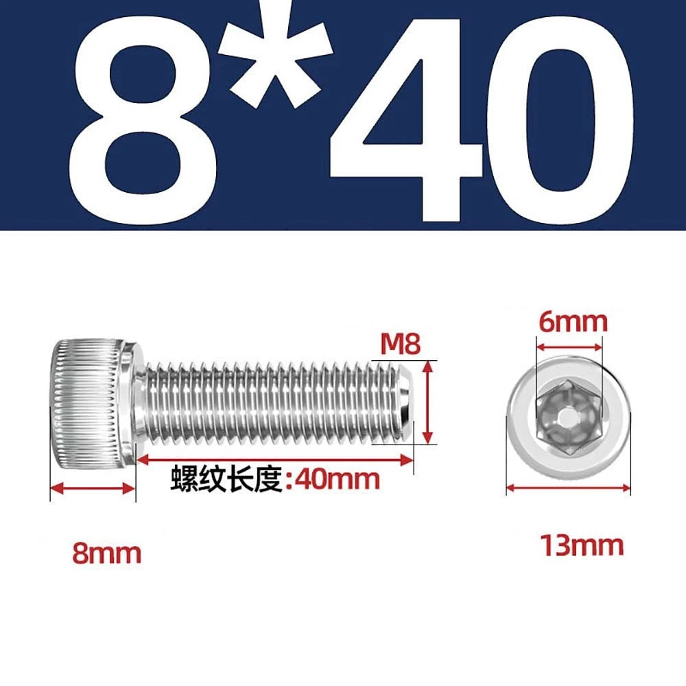 Socket Head Cap Screws – A2 Stainless Steel, M6 to M24, Hex Drive (DIN 912)
