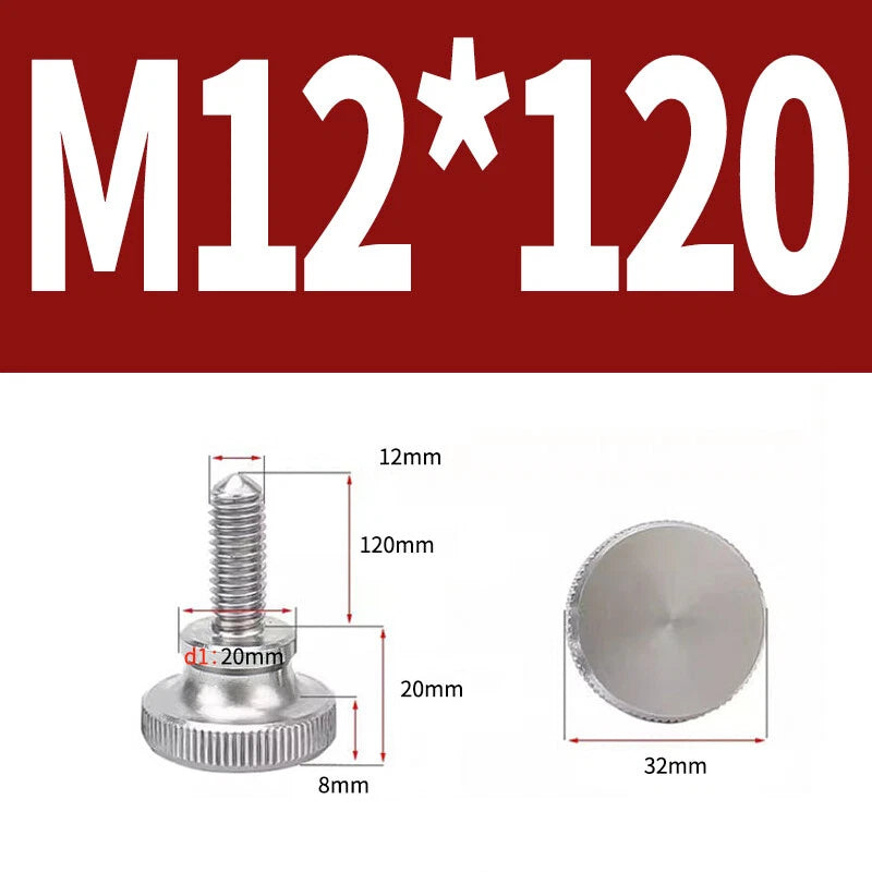 Knurled Thumb Screws Flat Round Head Grip Knob Adjustment Stainless Steel M8 M10