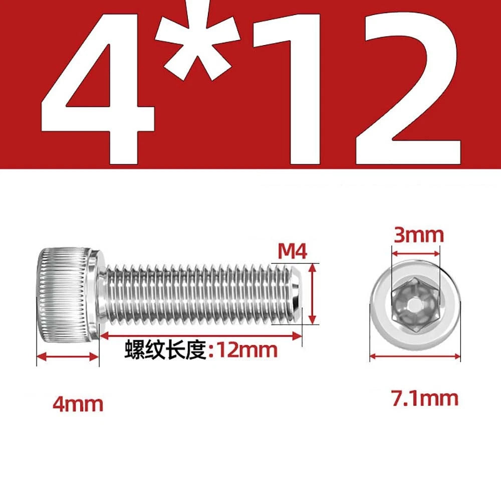 M3 M4 M5 Socket Head Cap Screws – A2 Stainless Steel, High Strength & Corrosion Resistant