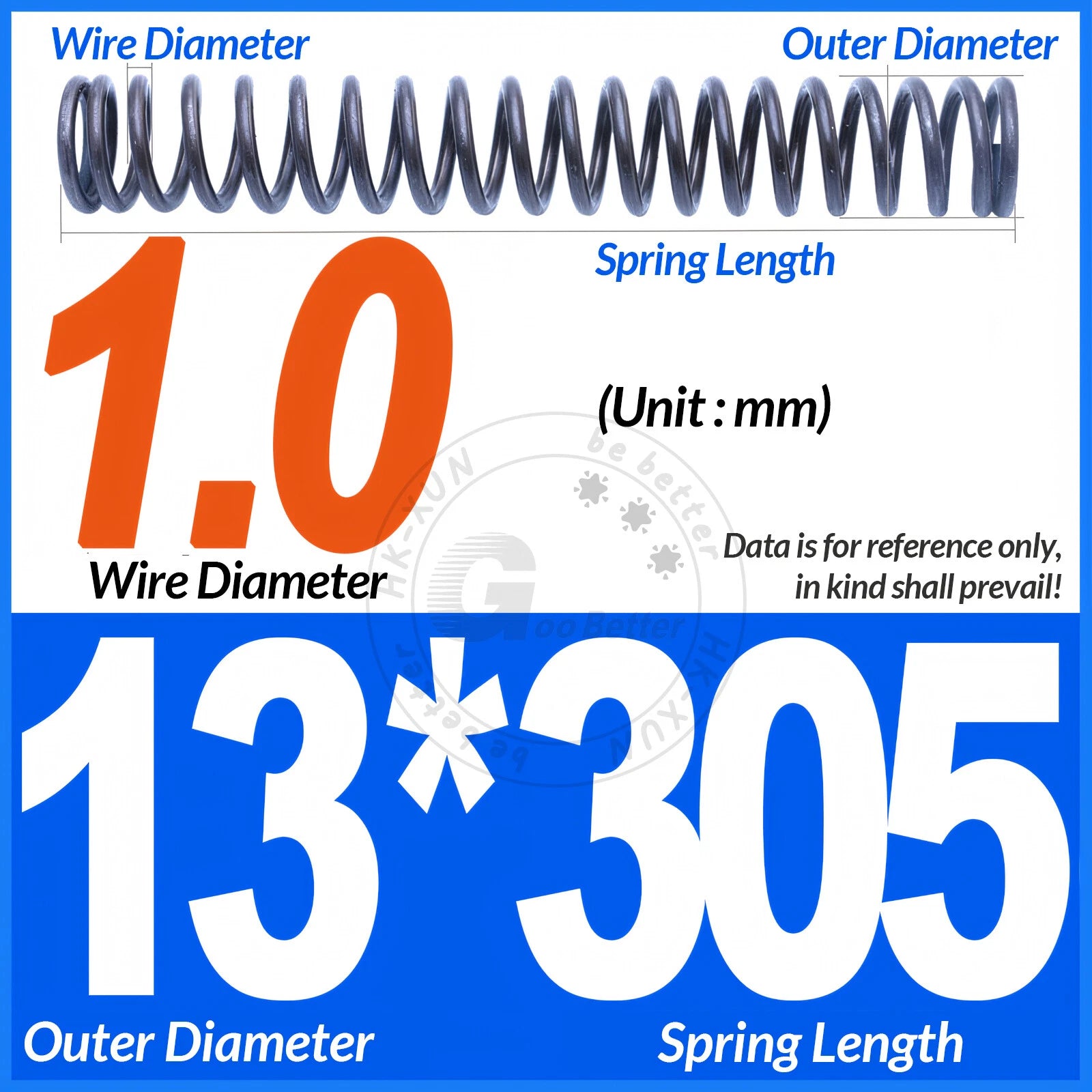 Length 305mm Compression Spring Pressure Springs OD 3-60mm Wire Dia 0.3mm-6.0mm