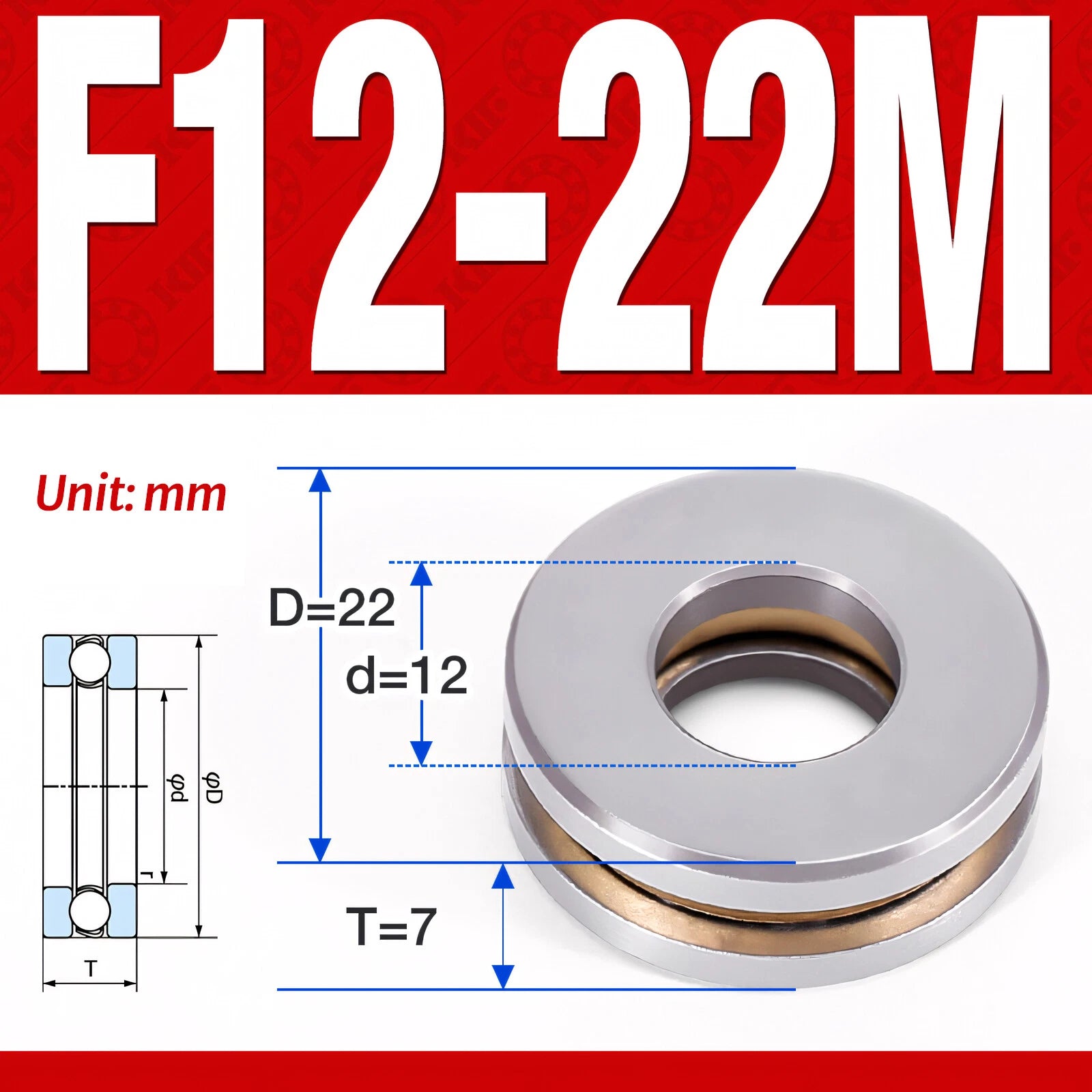 Plane Axial Ball Bearing Thrust Bearings F2-6M - F13-22M- 51100 - 51413 Series