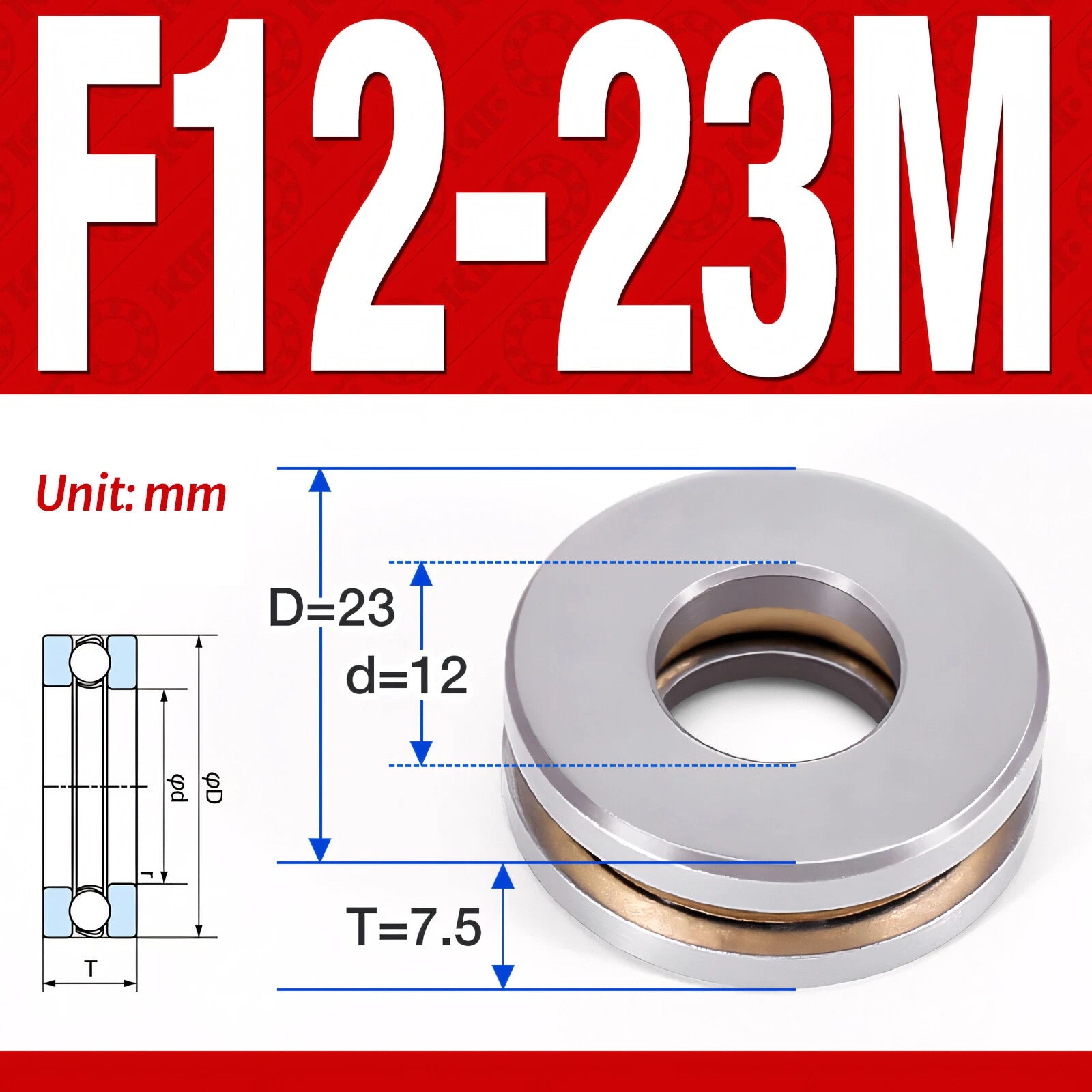 Plane Axial Ball Bearing Thrust Bearings F2-6M - F13-22M- 51100 - 51413 Series