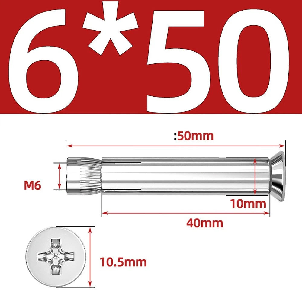 Sleeve Anchor Countersunk Phillips Expansion Bolts M6–M12 | 304/201 SS & Zinc