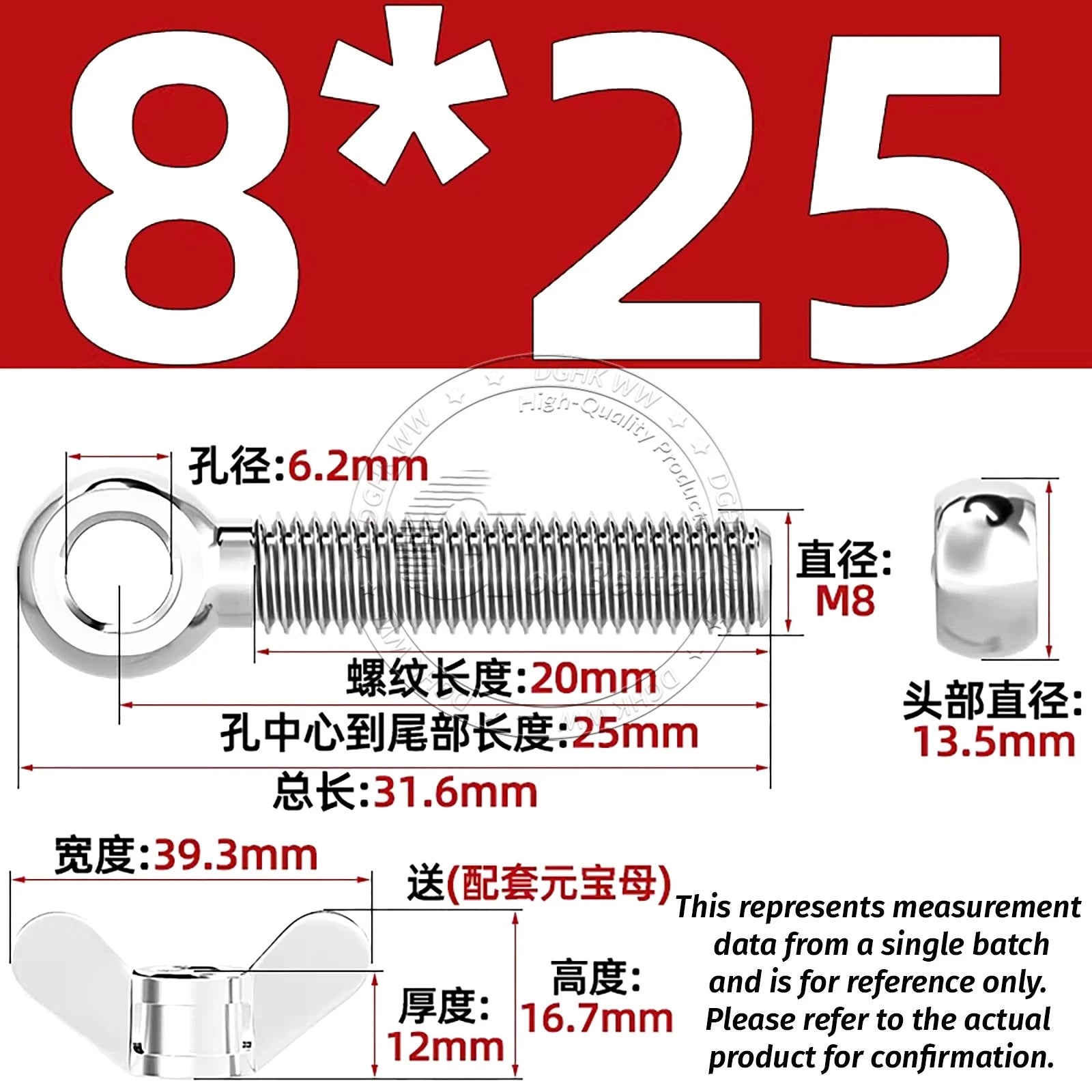 Eye Bolts with Nut — Forged Stainless Steel Threaded Ring Hanging Screws